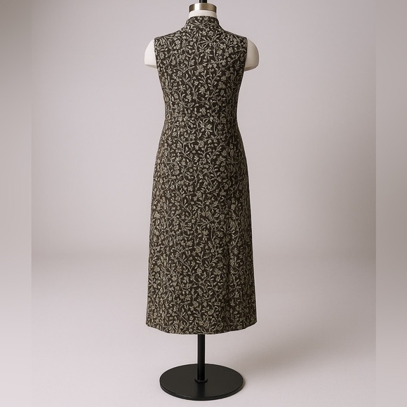 Vintage Laura Ashley Brown Floral Sleeveless Midi Dress Size 6‎ V-Neck Cottage - Picture 6 of 11